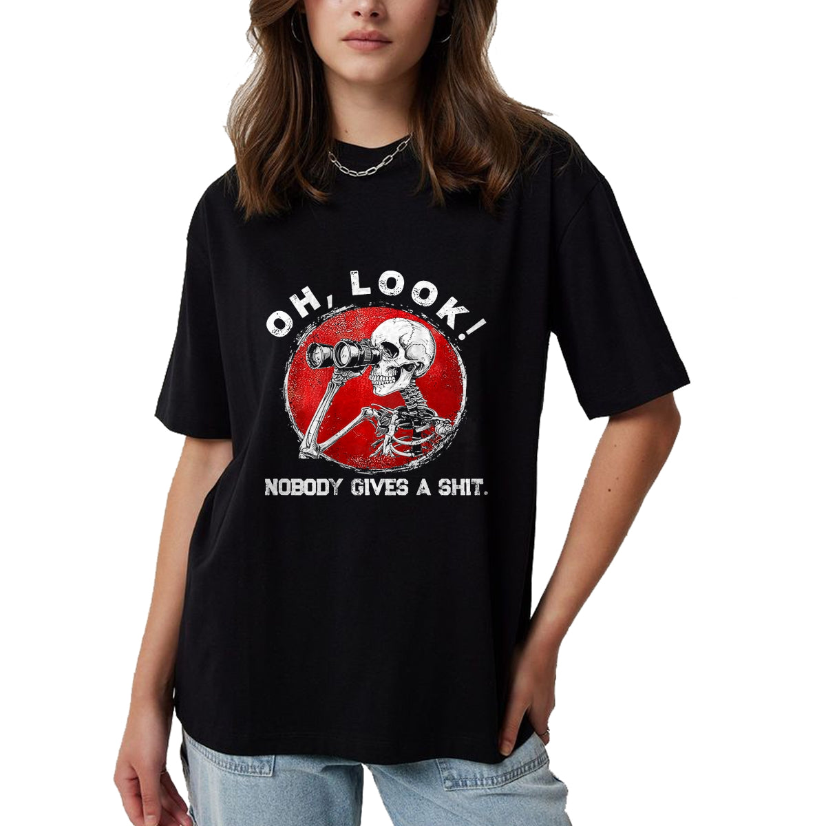 Best Thanksgiving Family Shirt , Funny Thanksgiving UnisexT-Shirt/Hoodie/Sweatshirt HLT00 - Funny Skeleton Oh Look Nobody Gives A Shit Tees T Shirts for Men and Women
