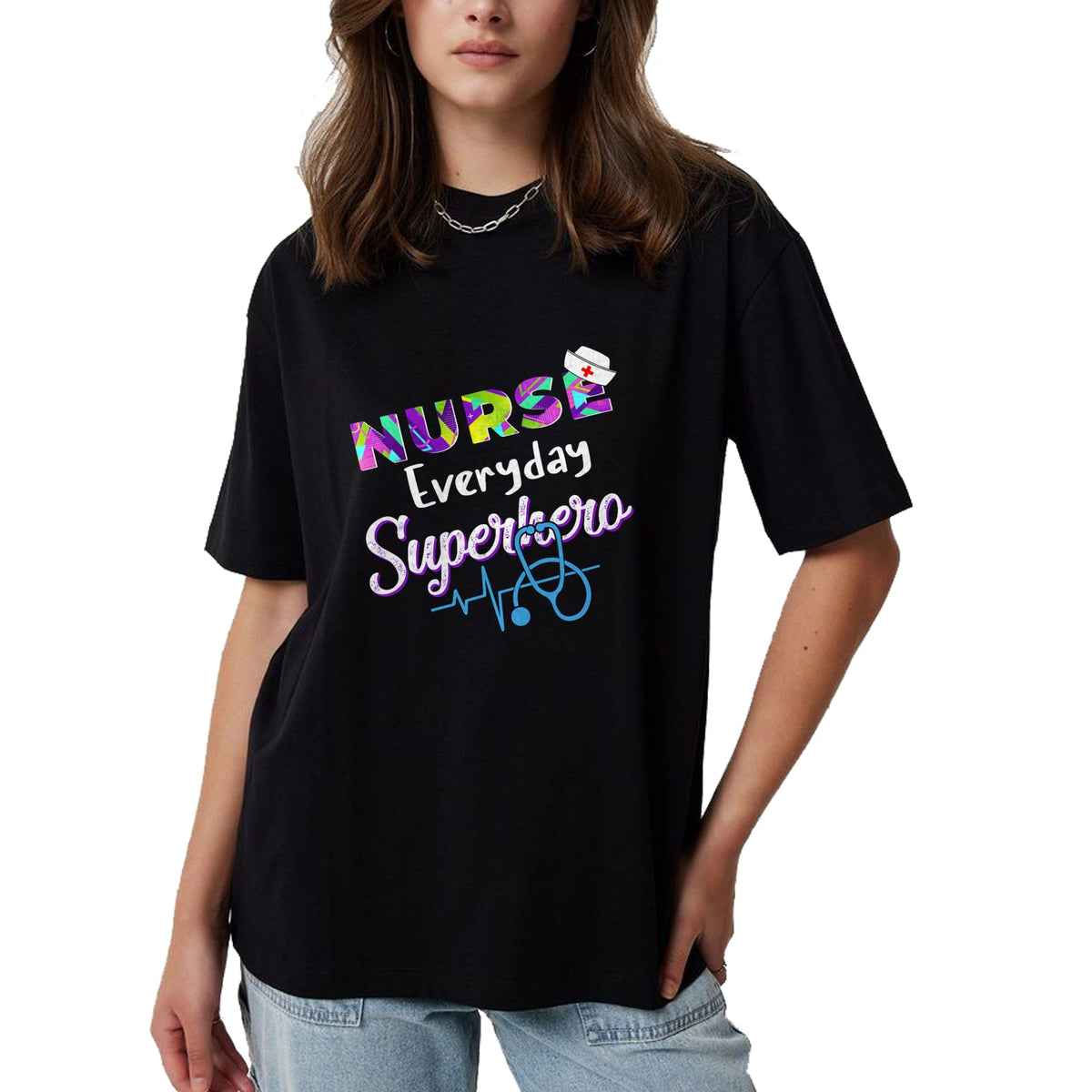 Funny Nurse Shirt, Nurse Unisex T-Shirt/Hoodie/Sweatshirt HLT00 - Nurse Every Day Superhero Coloring International Nurses Day T-Shirt