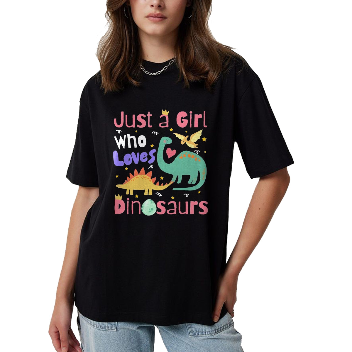 Best Dinosaur Lover Shirt, Funny Dinosaur UnisexT-Shirt/Hoodie/Sweatshirt HLT00 - Just a Girl Who Loves Dinosaurs Kid Teen Toddlers Women Dino T-Shirt, Men, Black, 3X-Large