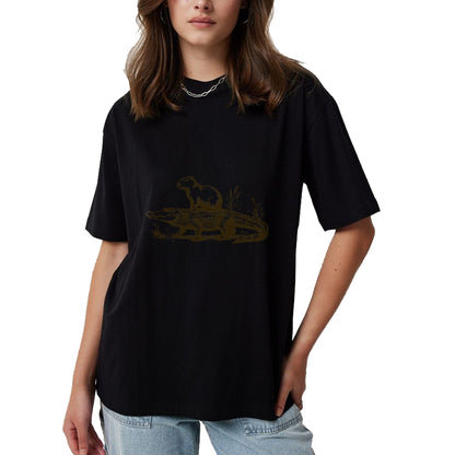 Cute Capybara Shirt, Funny Capybara Unisex T-Shirt/Hoodie/Sweatshirt HLT00 - Funny Capybara Riding an Alligator Men Women Capybara T-Shirt