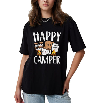 Funny Camping Shirt, Gift For Camping Lover Unisex T-Shirt/Hoodie/Sweatshirt HLT00 - Kawaii Smore Happy Camper Camping Crew Trip Campfire Squad T-Shirt, Men, Black, 3X-Large