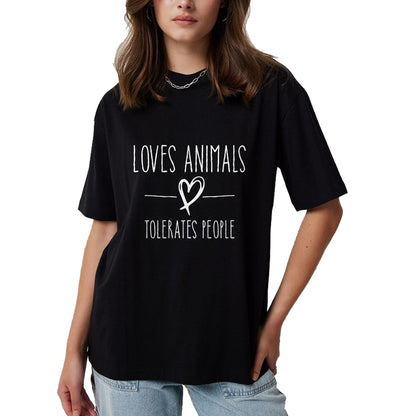 Cat Love Shirt, Funny Cat Lover Gift UnisexT-Shirt/Hoodie/Sweatshirt HLT00 - Loves Animals tolerates People Friends Cat Lover & Dog Love Long Sleeve T-Shirt