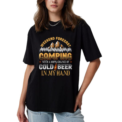 Funny Camping Shirt, Gift For Camping Lover Unisex T-Shirt/Hoodie/Sweatshirt HLT00 - Weekend Forecast Camping with Beer Camper Adventure Outdoor T-Shirt