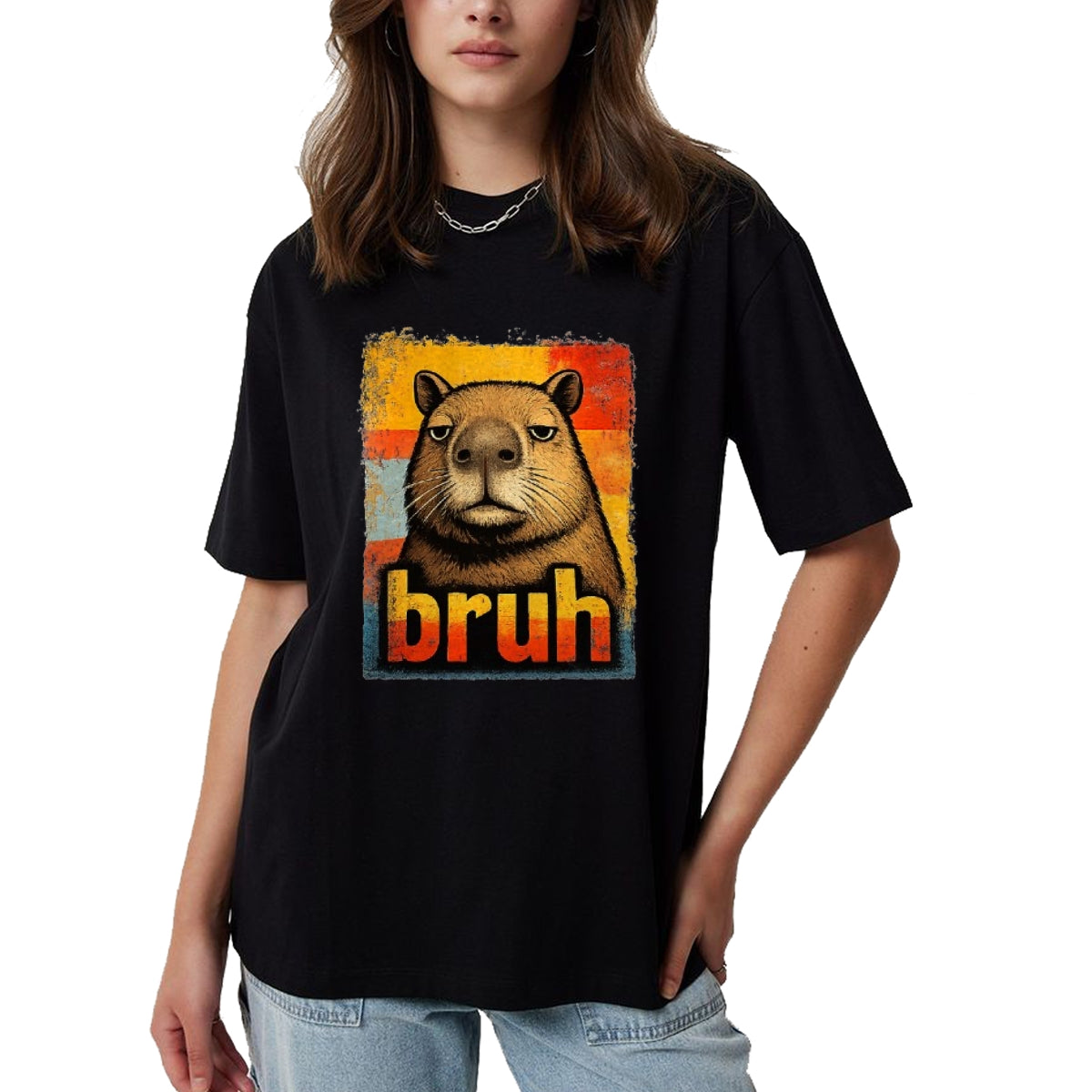 Cute Capybara Shirt, Funny Capybara Unisex T-Shirt/Hoodie/Sweatshirt HLT00 - Funny Graphic Meme Capybara Bruh for Boys Girls Men Women T-Shirt