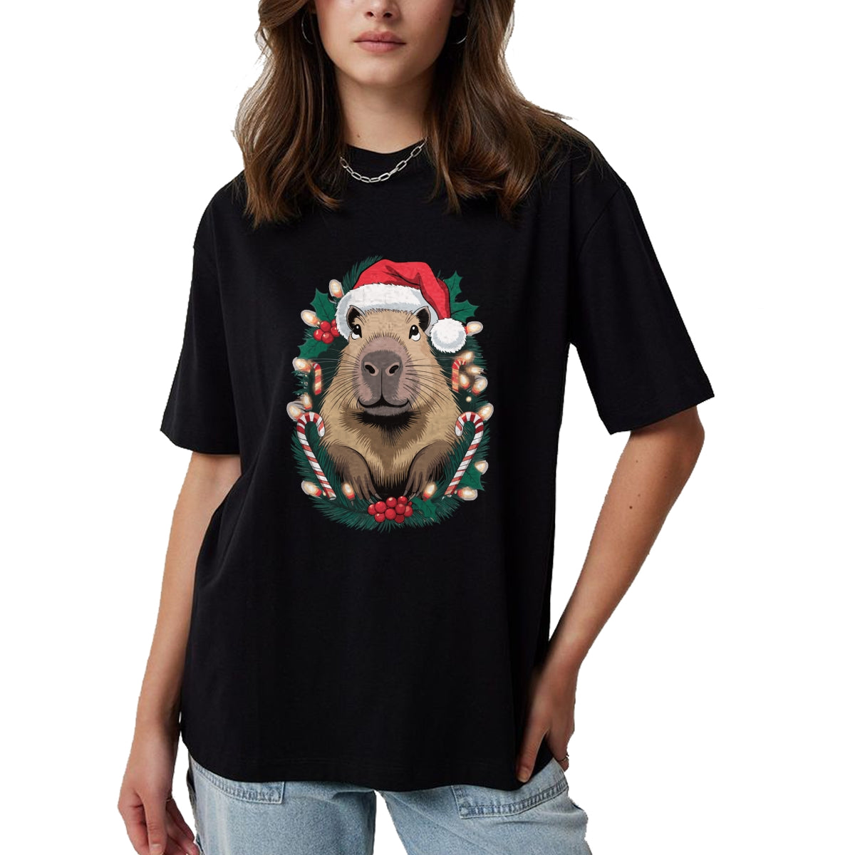 Cute Capybara Shirt, Funny Capybara Unisex T-Shirt/Hoodie/Sweatshirt HLT00 - Capybara Christmas Long Sleeve T-Shirt (3)