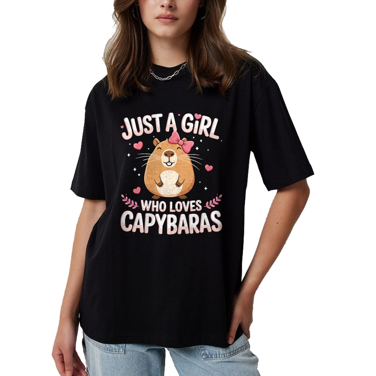 Cute Capybara Shirt, Funny Capybara Unisex T-Shirt/Hoodie/Sweatshirt HLT00 - Just A Girl Who Loves Capybaras Kawaii T-Shirt