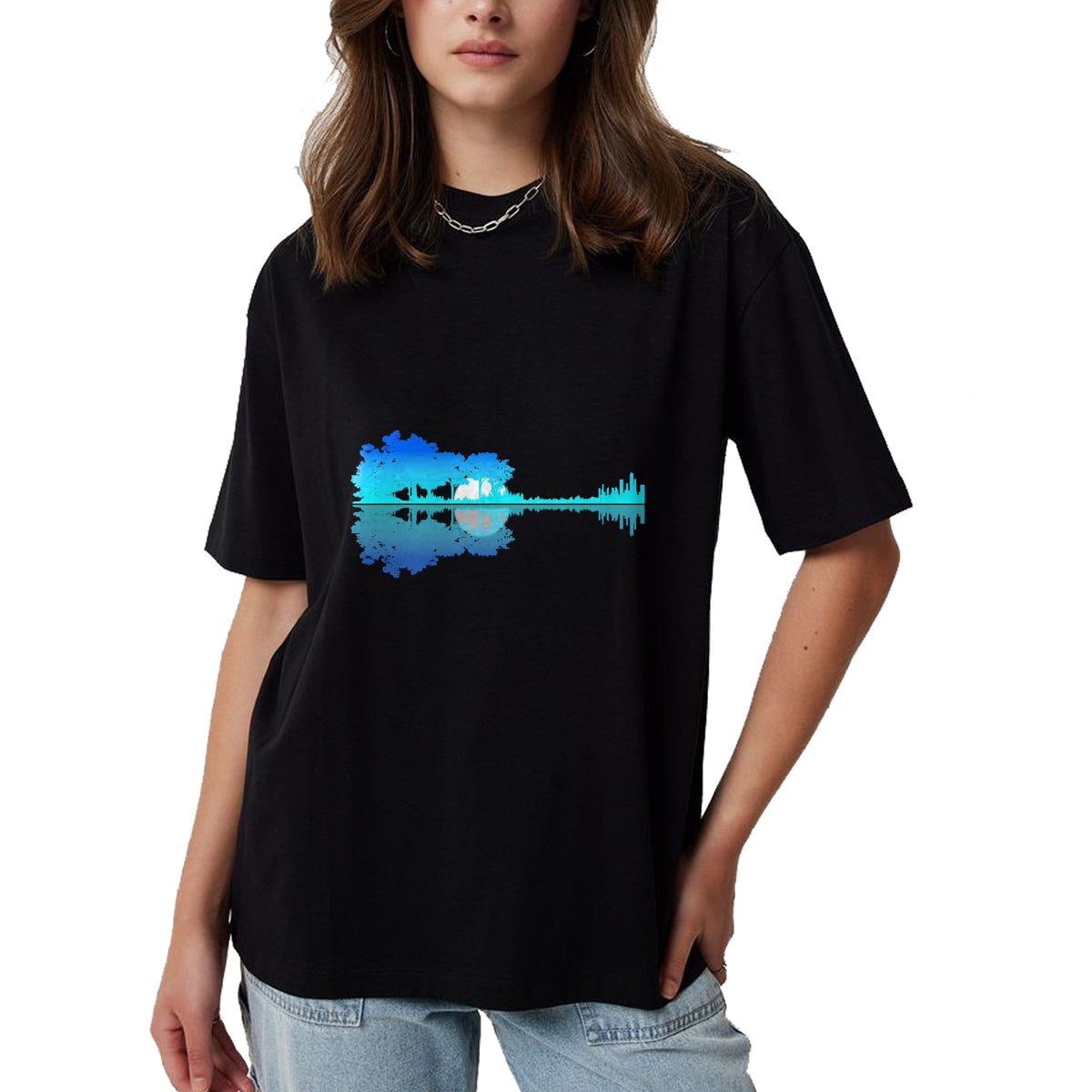 Guitar Lover Shirt, Funny Guitar UnisexT-Shirt/Hoodie/Sweatshirt HLT00 - Guitar Lake Shadow Love Guitar Musician T-Shirt