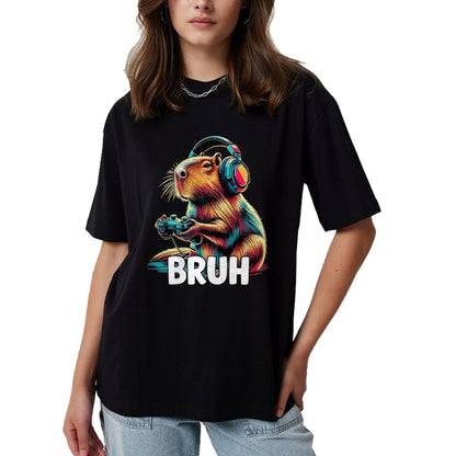 Cute Capybara Shirt, Funny Capybara UnisexT-Shirt/Hoodie/Sweatshirt HLT00 - Bruh Capybaras Funny Video Games Capybara T-Shirt, Men, Black, 3X-Large