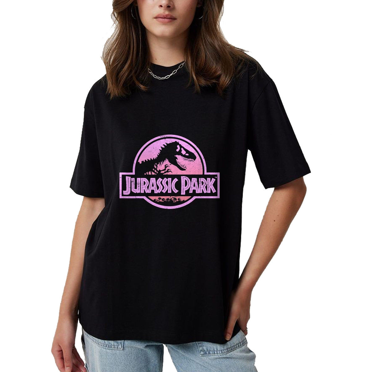 Best Dinosaur Lover Shirt, Funny Dinosaur UnisexT-Shirt/Hoodie/Sweatshirt HLT00 - Jurassic Park Retro Neon Pink Logo Graphic T-Shirt T-Shirt