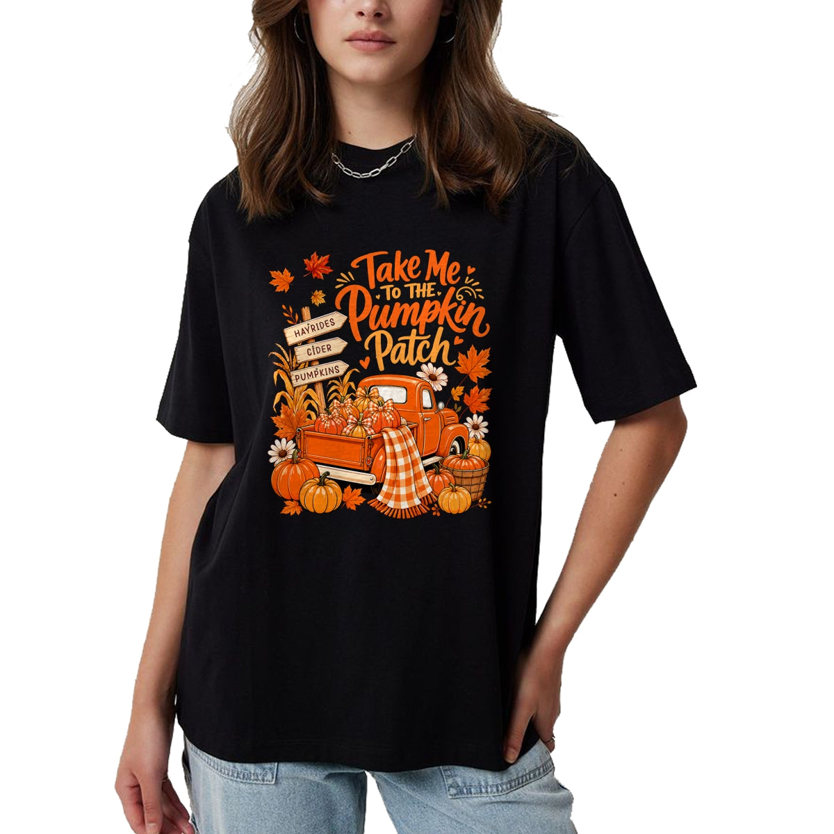 Best Thanksgiving Family Shirt , Funny Thanksgiving UnisexT-Shirt/Hoodie/Sweatshirt HLT00 - Take Me to The Pumpkin Patch Autumn Fall Vintage Truck T-Shirt