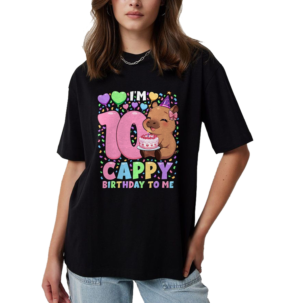 Cute Capybara Shirt, Funny Capybara UnisexT-Shirt/Hoodie/Sweatshirt HLT00 - Capybara Birthday Shirt Kawaii Girl Capybara 10th Birthday T-Shirt
