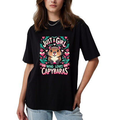 Cute Capybara Shirt, Funny Capybara Unisex T-Shirt/Hoodie/Sweatshirt HLT00 - Capybara Just a Girl who loves Capybaras T-Shirt