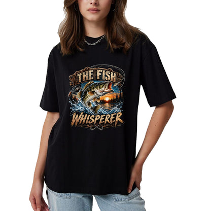 Funny Fishing Shirt, Gift For Fishing Lover Unisex T-Shirt/Hoodie/Sweatshirt HLT00 - The Fish Whisperer Funny Bass Fishing Sunset Angler T-Shirt