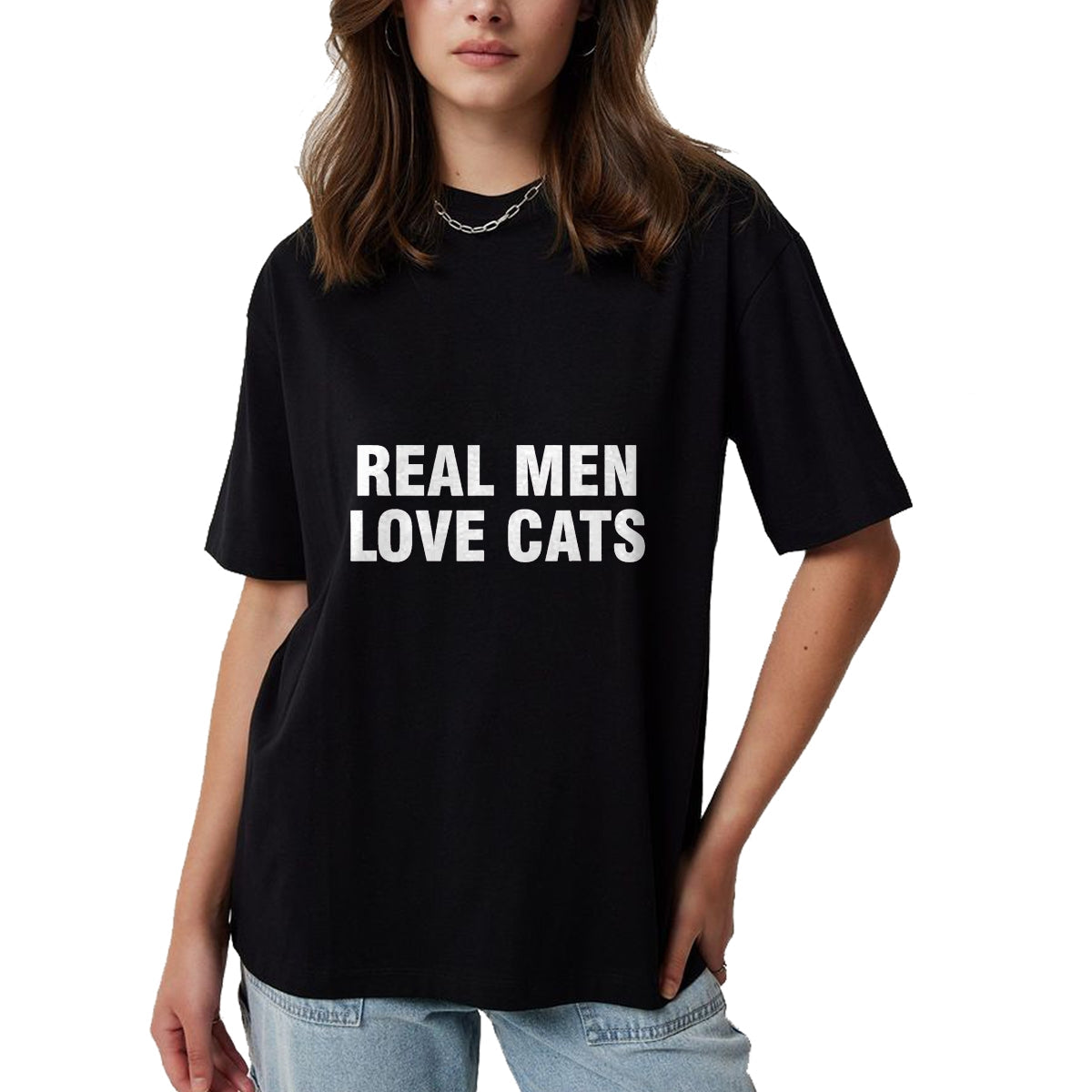 Cat Love Shirt, Funny Cat Lover Gift UnisexT-Shirt/Hoodie/Sweatshirt HLT00 - Real Men Love Cats T-Shirt, Men, Black, 3X-Large (1)