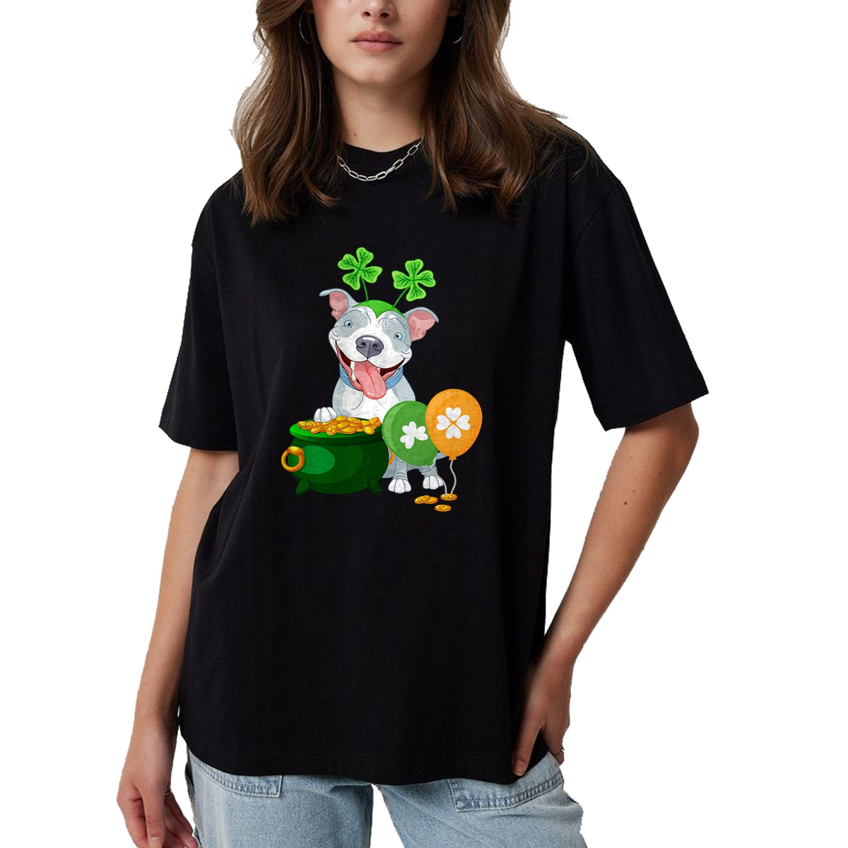 Patrick Day Shirts for Family, Funny Patrick Day shirts, st patrick's day Unisex T-Shirt/Hoodie/Sweatshirt HLT00 - Pitbull Dog Irish Leprechaun Balloon Saint St Patrick Day T-Shirt