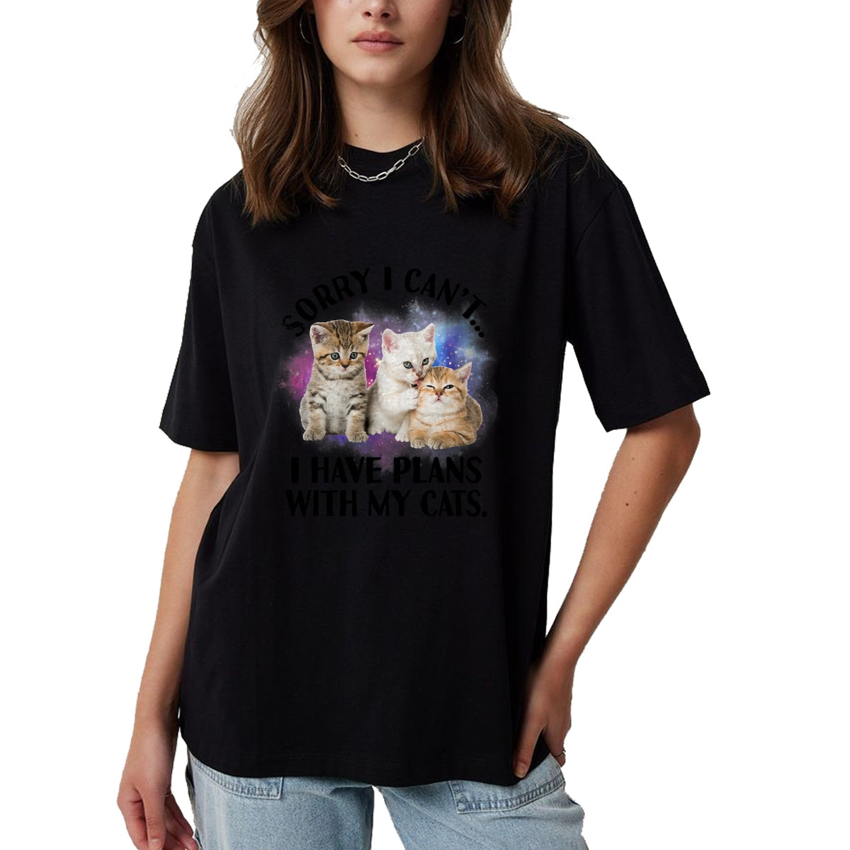 Cat Love Shirt, Funny Cat Lover Gift UnisexT-Shirt/Hoodie/Sweatshirt HLT00 - Sorry I Can_t I Have Plans with My Cat - Cat Lover Gift T-Shirt