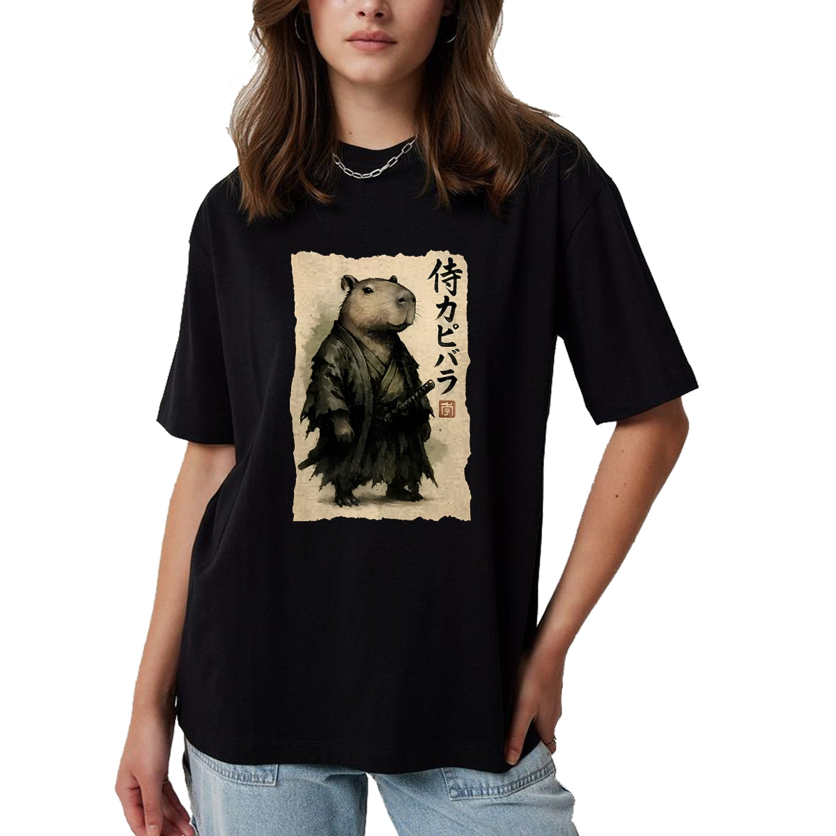 Cute Capybara Shirt, Funny Capybara Unisex T-Shirt/Hoodie/Sweatshirt HLT00 - Capybara Samurai Japanese Warrior Graphic Anime Ukiyo-e Art T-Shirt