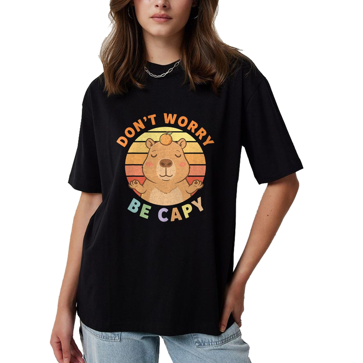 Cute Capybara Shirt, Funny Capybara Unisex T-Shirt/Hoodie/Sweatshirt HLT00 - Capybara Dont Worry Be Capy T-Shirt
