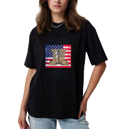 Gift for Dad Shirt, Funny Dad Unisex T-Shirt/Hoodie/Sweatshirt HLT00 – Dad Veteran My Favorite Veteran Is My Father Proud Son Kids T-Shirt