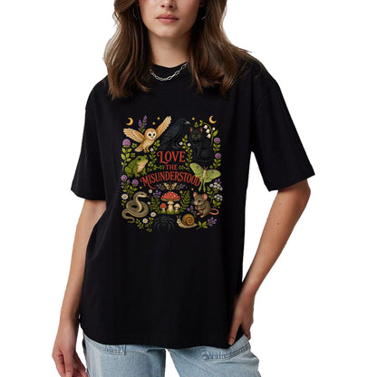 Cat Love Shirt, Funny Cat Lover Gift UnisexT-Shirt/Hoodie/Sweatshirt HLT00 - Love The Misunderstood Bat Raven Cat Snake Spider Moth Frog T-Shirt (3)