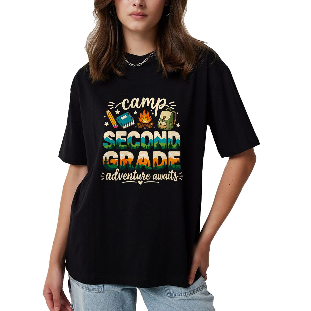 Best Teacher Shirt, Funny Teacher UnisexT-Shirt/Hoodie/Sweatshirt HLT00 - Camp Second Grade Adventure Awaits Girl Teacher Boy Kids T-Shirt