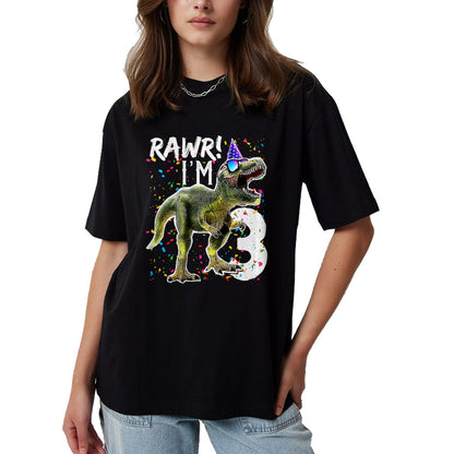 Best Dinosaur Lover Shirt, Funny Dinosaur UnisexT-Shirt/Hoodie/Sweatshirt HLT00 - Rawr I_m 3 3rd Birthday T Rex Dinosaur Party Gift for Boys T-Shirt