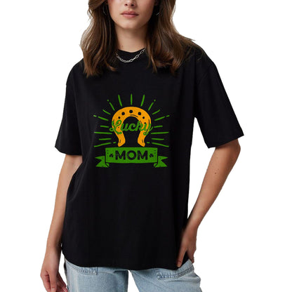 Gift for Mom Shirt, Funny Mom Unisex T-Shirt/Hoodie/Sweatshirt HLT00 - Lucky Mom St. Patricks Day Saint Paddy Horseshoe Shamrock T-Shirt