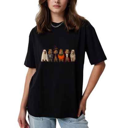 Cute Capybara Shirt, Funny Capybara Unisex T-Shirt/Hoodie/Sweatshirt HLT00 - Funny Capybara Halloween Costumes Ghost Pumpkin Skeleton T-Shirt