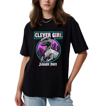 Best Dinosaur Lover Shirt, Funny Dinosaur UnisexT-Shirt/Hoodie/Sweatshirt HLT00 - Jurassic Park Distressed Teal Raptor Clever Girl Short Sleeve T-Shirt