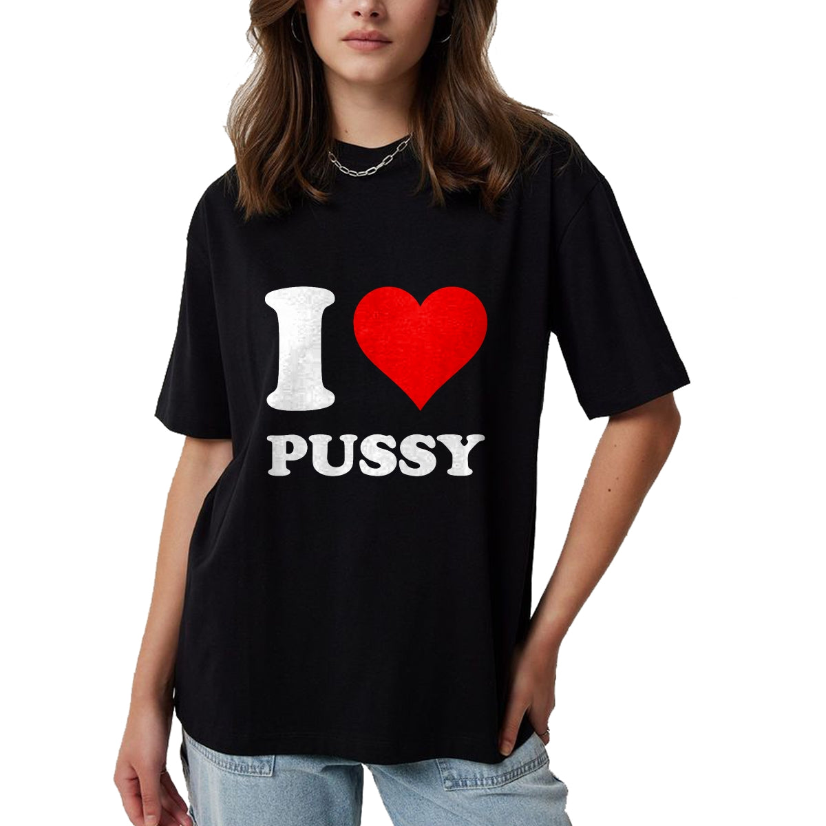 Cat Love Shirt, Funny Cat Lover Gift UnisexT-Shirt/Hoodie/Sweatshirt HLT00 - Red Heart I Love Pussy T-Shirt