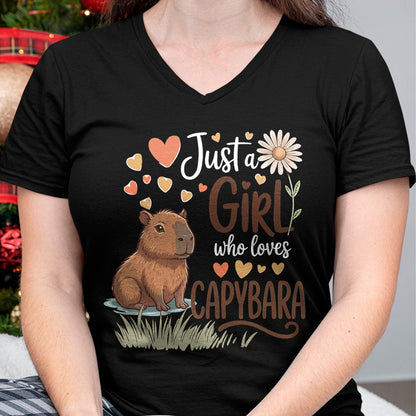 Cute Capybara Shirt, Funny Capybara Unisex T-Shirt/Hoodie/Sweatshirt HLT00 - Just A Girl Who Loves Capybaras Cute Capybara Women Girls T-Shirt