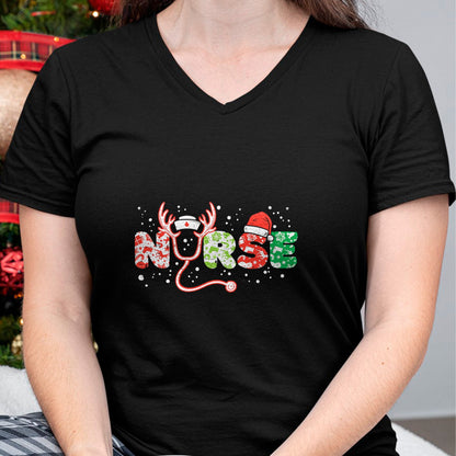 Funny Nurse Shirt, Nurse Unisex T-Shirt/Hoodie/Sweatshirt HLT00 - Nurse Christmas Stethoscope Nurses Xmas Scrub Top Women T-Shirt