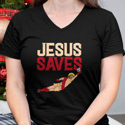 Christian Tee, Christian Faith Unisex T-Shirt/Hoodie/Sweatshirt HLT00 - Jesus Saves Soccer Football Goalie Sport God Christian Gift T-Shirt