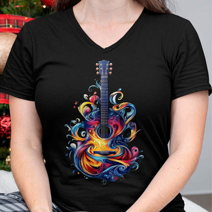 Guitar Lover Shirt, Funny Guitar UnisexT-Shirt/Hoodie/Sweatshirt HLT00 - Watercolor Guitar Instrument with Splash Guitar T-Shirt, Men, Black, 3X-Large