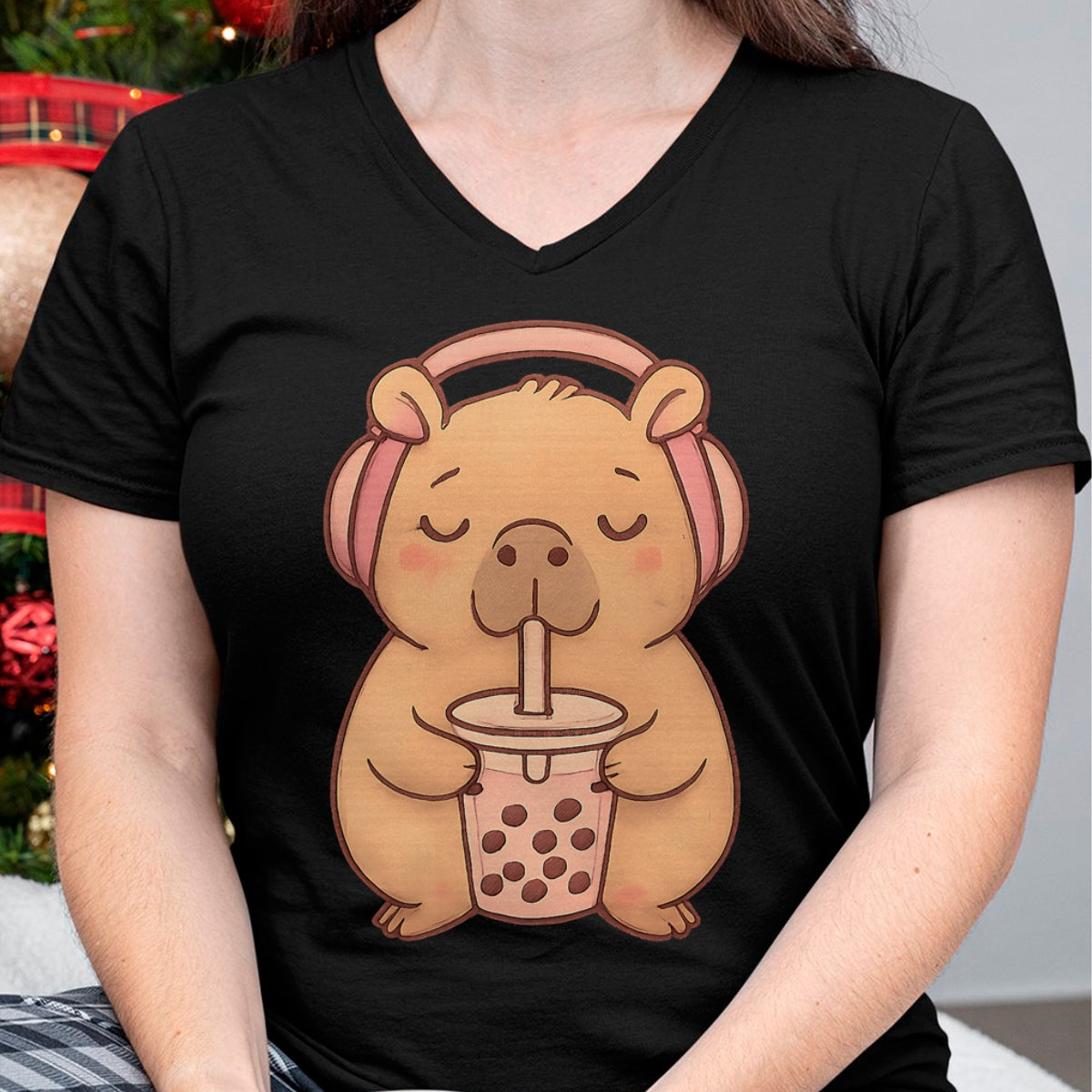 Cute Capybara Shirt, Funny Capybara Unisex T-Shirt/Hoodie/Sweatshirt HLT00 - Capybara Kawaii Girl T-Shirt