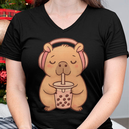 Cute Capybara Shirt, Funny Capybara Unisex T-Shirt/Hoodie/Sweatshirt HLT00 - Capybara Kawaii Girl T-Shirt