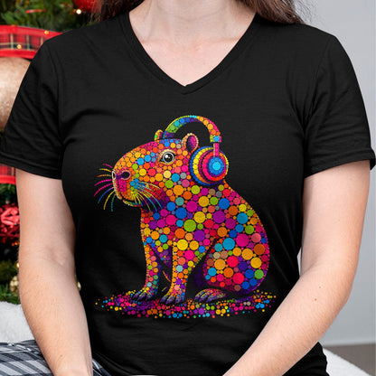 Cute Capybara Shirt, Funny Capybara UnisexT-Shirt/Hoodie/Sweatshirt HLT00 - Funny Capybara Dots Art Animal Lovers Students Boys Girls T-Shirt