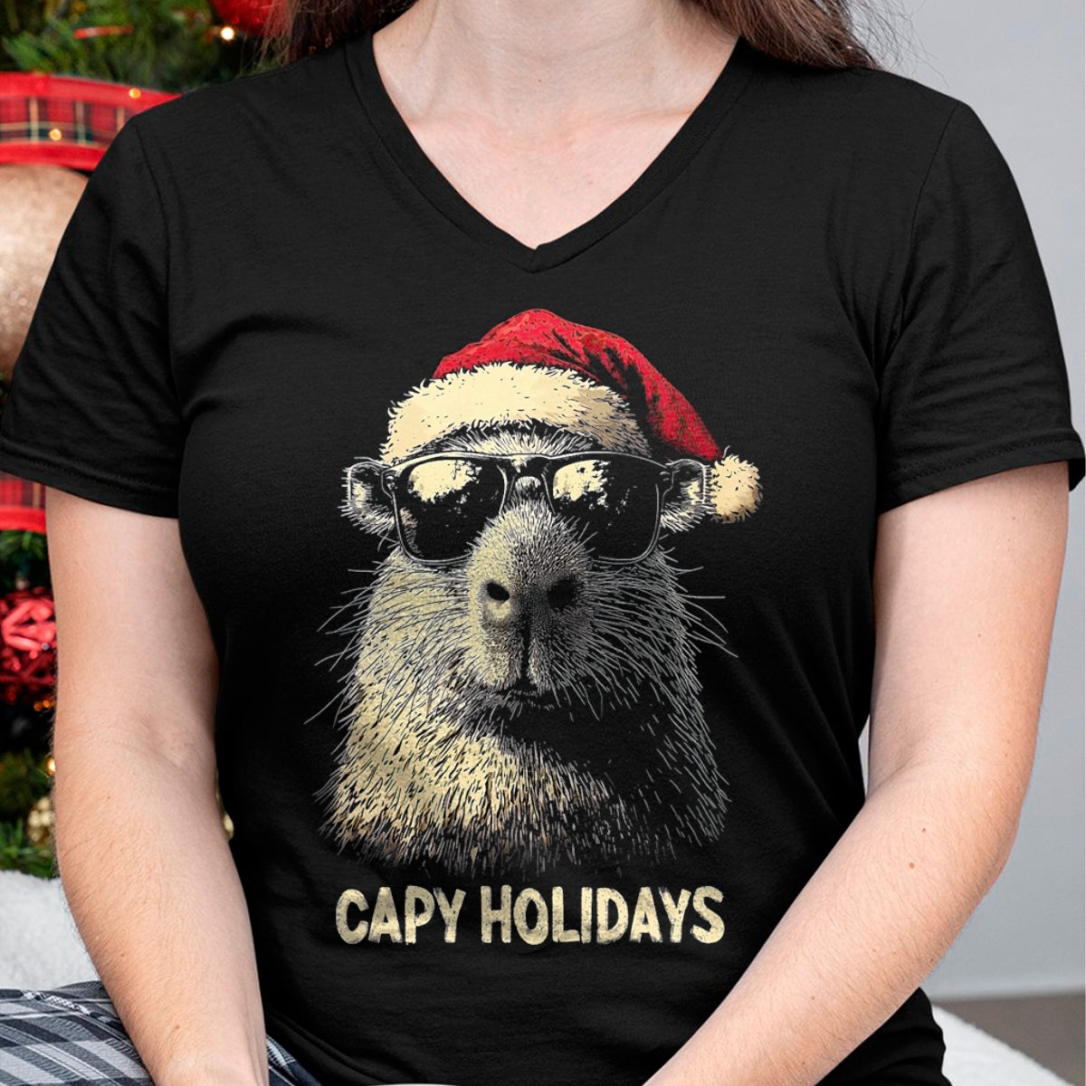 Cute Capybara Shirt, Funny Capybara Unisex T-Shirt/Hoodie/Sweatshirt HLT00 - Funny Christmas Capy Holidays Kids Teens Boys Xmas Capybara T-Shirt