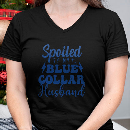Best Wife Shirt, Wife and Husband Unisex T-Shirt/Hoodie/Sweatshirt HLT00 - Gift for wife T shirt, spoiled wife   Spoiled By My Blue Collar husband groovy Blue Collar wife Pull (1)