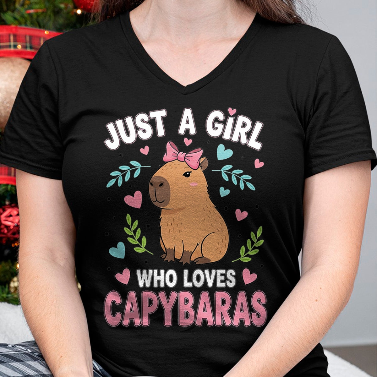 Cute Capybara Shirt, Funny Capybara Unisex T-Shirt/Hoodie/Sweatshirt HLT00 - Just a Girl who Loves Capybaras T-Shirt (3)