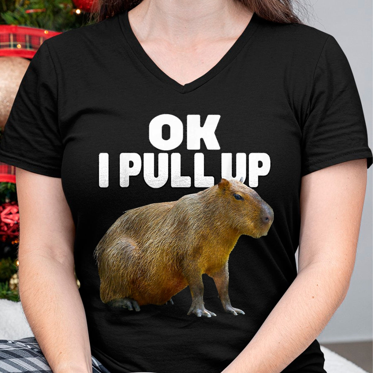 Cute Capybara Shirt, Funny Capybara Unisex T-Shirt/Hoodie/Sweatshirt HLT00 - Ok I Pull Up Capybara Funny Capybara Lover Dank Meme T-Shirt, Women, Black, Medium