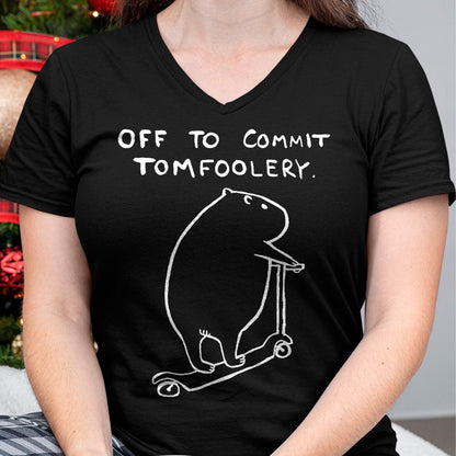 Cute Capybara Shirt, Funny Capybara Unisex T-Shirt/Hoodie/Sweatshirt HLT00 - Capybara Off to Commit Tomfoolery T-Shirt