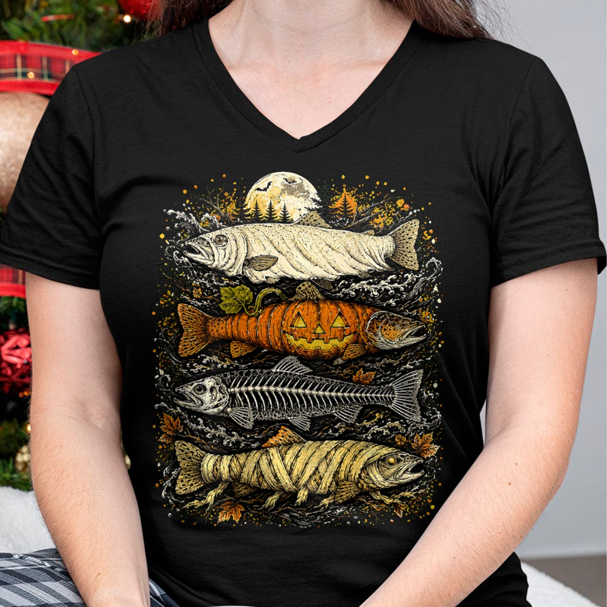 Funny Fishing Shirt, Gift For Fishing Lover Unisex T-Shirt/Hoodie/Sweatshirt HLT00 - Halloween Trout Fish T-Shirt