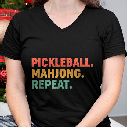 Funny Pickleball Shirt, Pickleball Lover Unisex T-Shirt/Hoodie/Sweatshirt HLT00 - Pickleball Mahjong Repeat Funny Sports Slogan Active Hobby T-Shirt, Women, Kelly Green, Large
