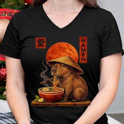 Cute Capybara Shirt, Funny Capybara Unisex T-Shirt/Hoodie/Sweatshirt HLT00 - Capybara Ramen Japanese Art Funny Anime Graphic Tee Kawaii T-Shirt, Men, Black, 3X-Large