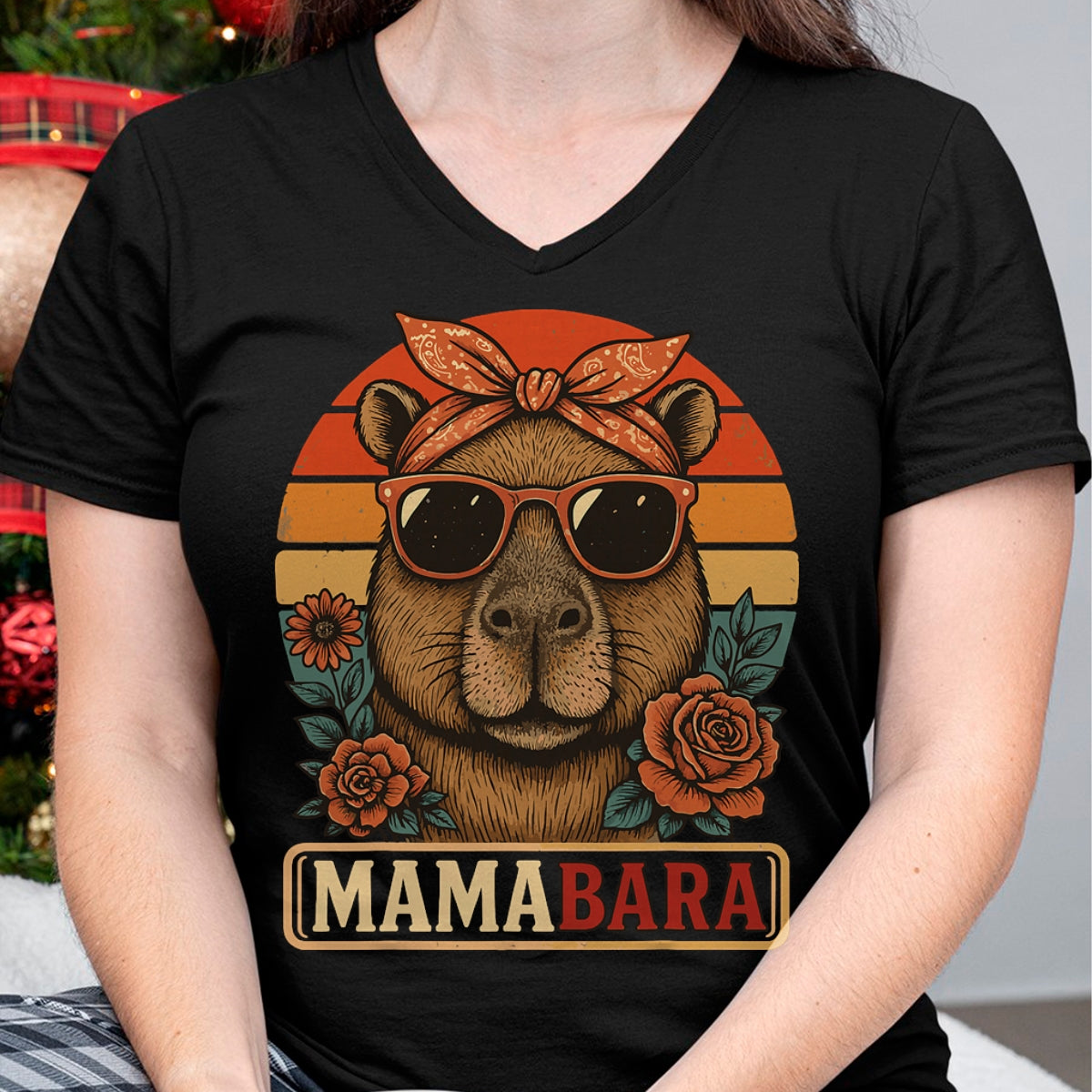 Cute Capybara Shirt, Funny Capybara Unisex T-Shirt/Hoodie/Sweatshirt HLT00 - Mamabara Capybara Mother T-Shirt (1)