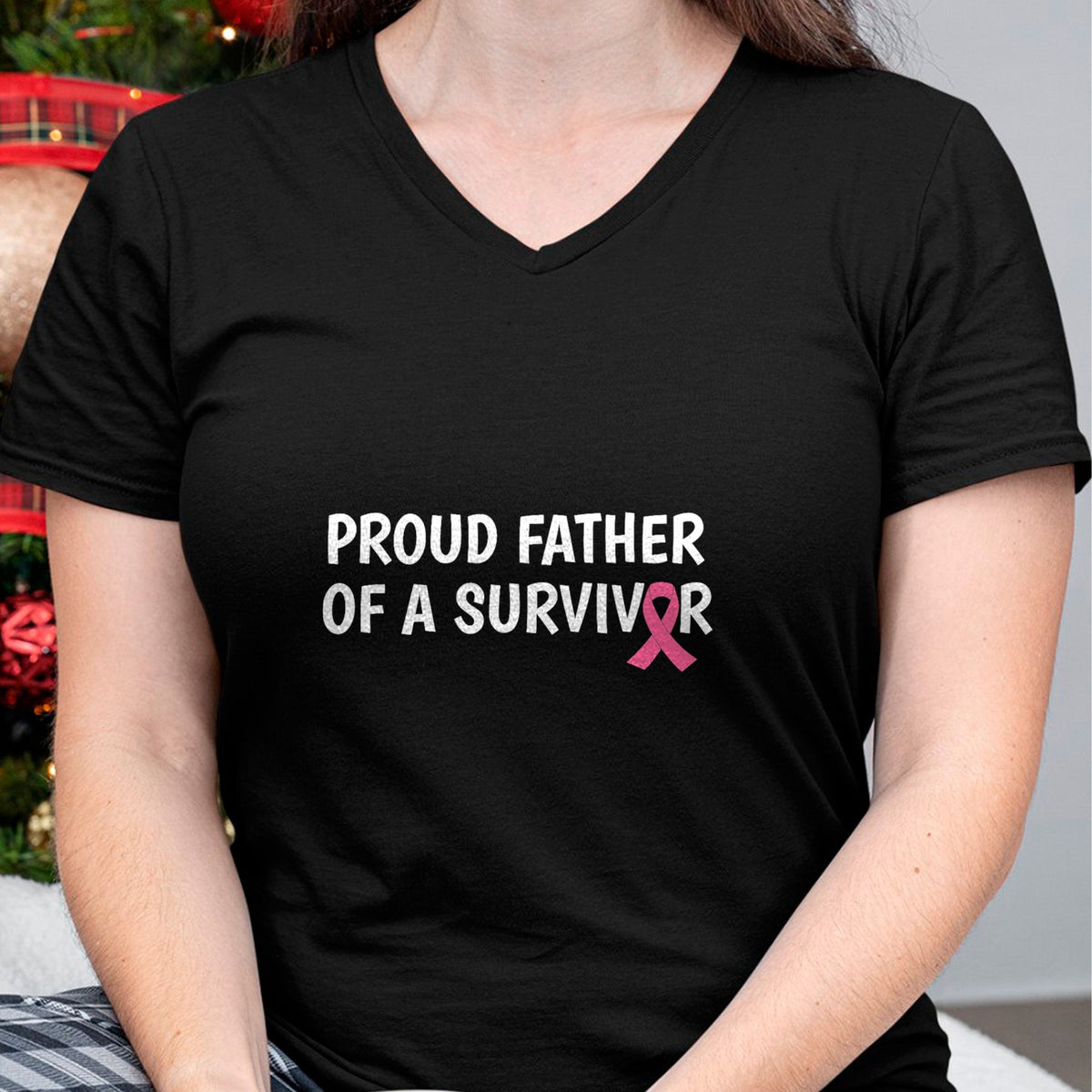 Gift for Dad Shirt, Funny Dad Unisex T-Shirt/Hoodie/Sweatshirt HLT00 – Mens Breast Cancer TShirt Proud Father Survivor Pink Support Tee
