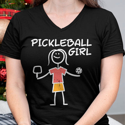 Funny Pickleball Shirt, Pickleball Lover Unisex T-Shirt/Hoodie/Sweatshirt HLT00 - Pickleball Girl Stickman Pickle Ball Women Girls Kids Youth T-Shirt
