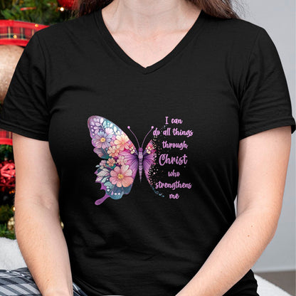 Christian Tee, Christian Faith Unisex T-Shirt/Hoodie/Sweatshirt HLT00 - I Can Do All Things Through Christ Pretty Butterfly T-Shirtall T-Shirt (Copy)