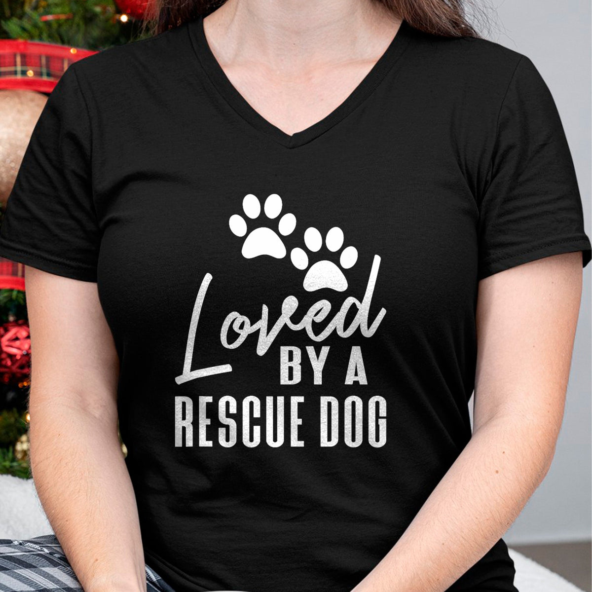 Dog Love Shirt, Dog Lover Gift T-Shirt/Hoodie/Sweatshirt HLT00 - Loved By A Rescue Dog - Foster Mom Rescue Dad T-Shirt